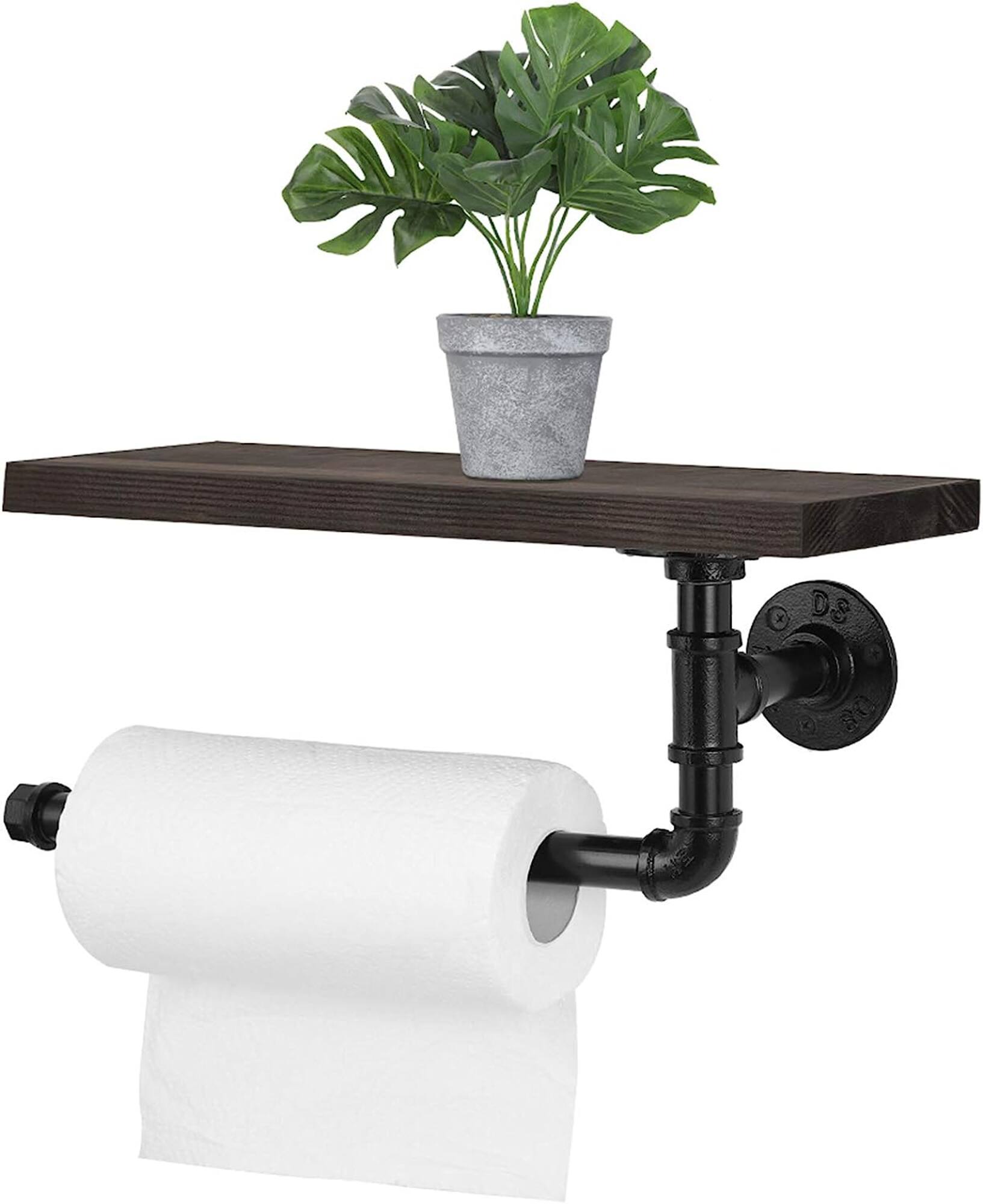 Black Vintage Industrial Pipe Wall-Mounted Paper Towel Holder